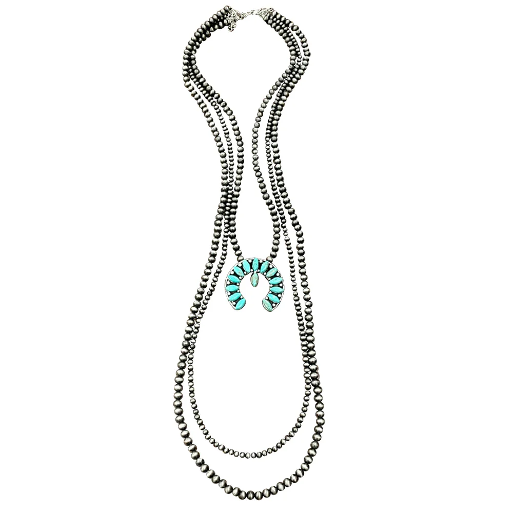Faux Squash Naja Turquoise 3 Strand Necklace