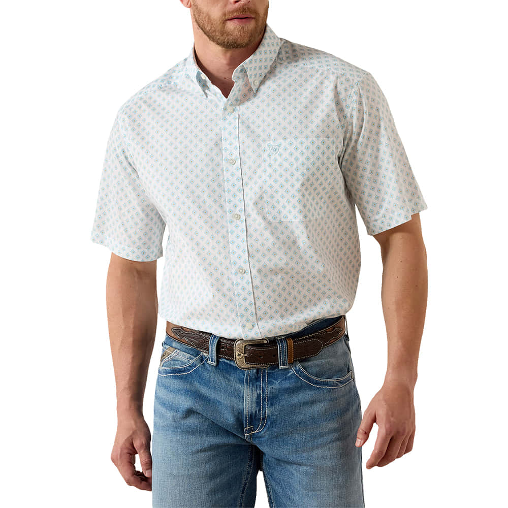 Ariat Men's Packert Classic Fit Shirt in White Medallion