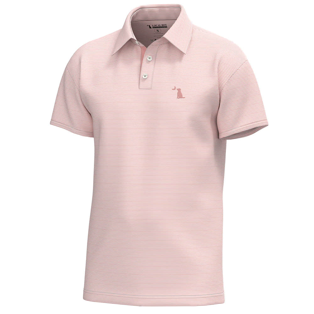 Local Boy Outfitters Men's Sorbet and White Stripped Short Sleeve Palms Polo