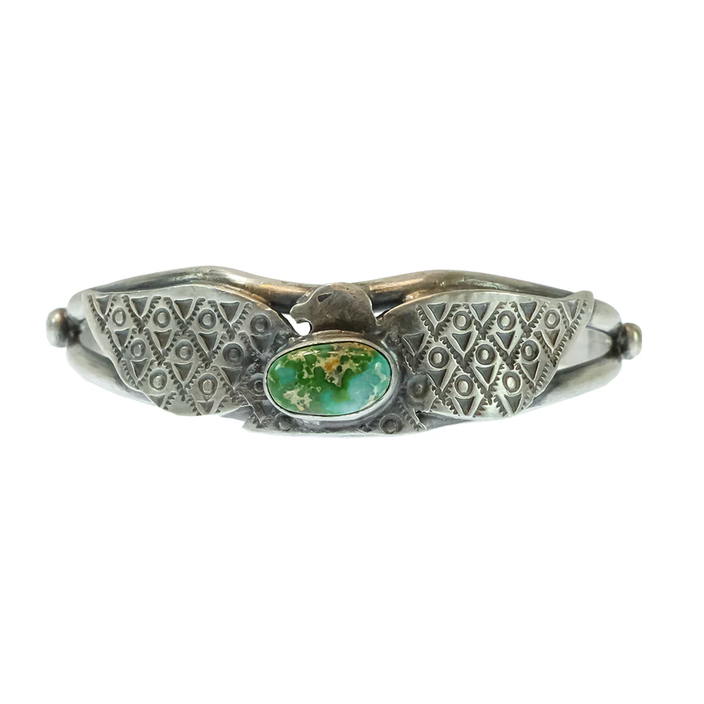 Samson Edsitty Native American Navajo Sterling Silver Sonora Gold Turquoise Cuff Bracelet